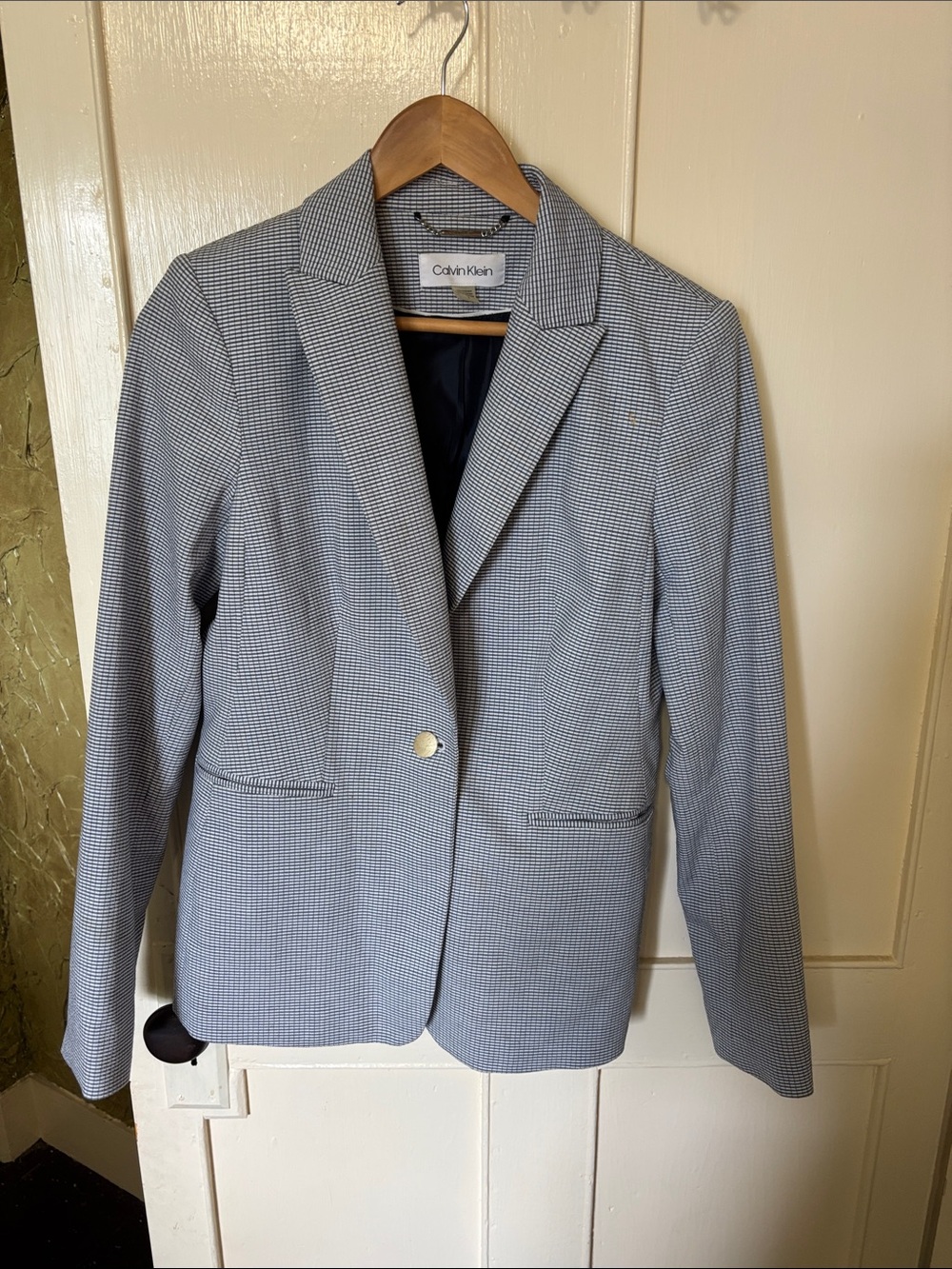 Calvin Klein Light Gray Micro-Houndstooth Blazer